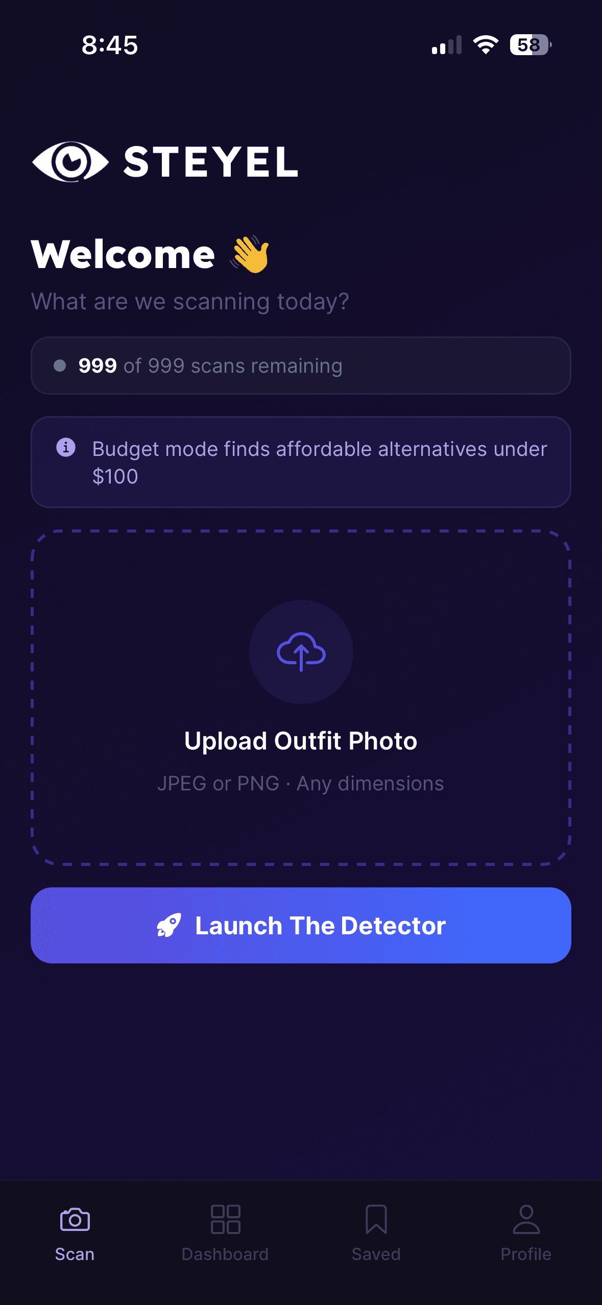 Upload screen